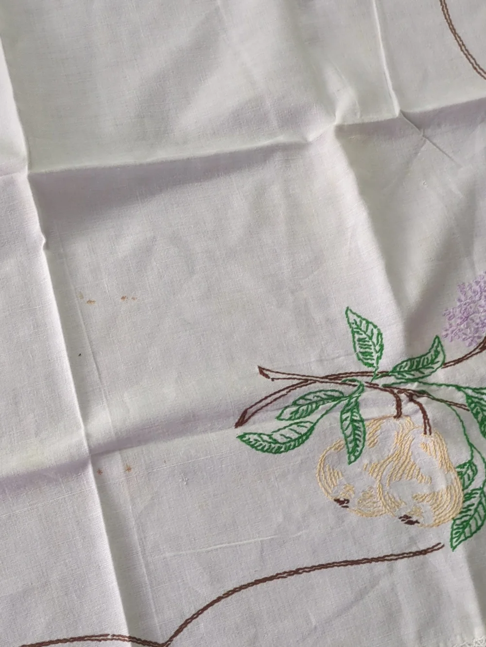 Vintage Embroidered Linens Lot Tablecloth Doilies Napkins Floral 10+ Pieces